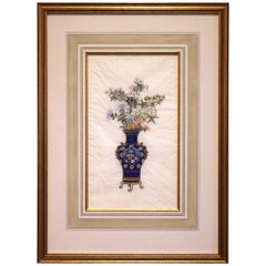 Late 19th Century Chrysanthemum Chinese Painting on Silk