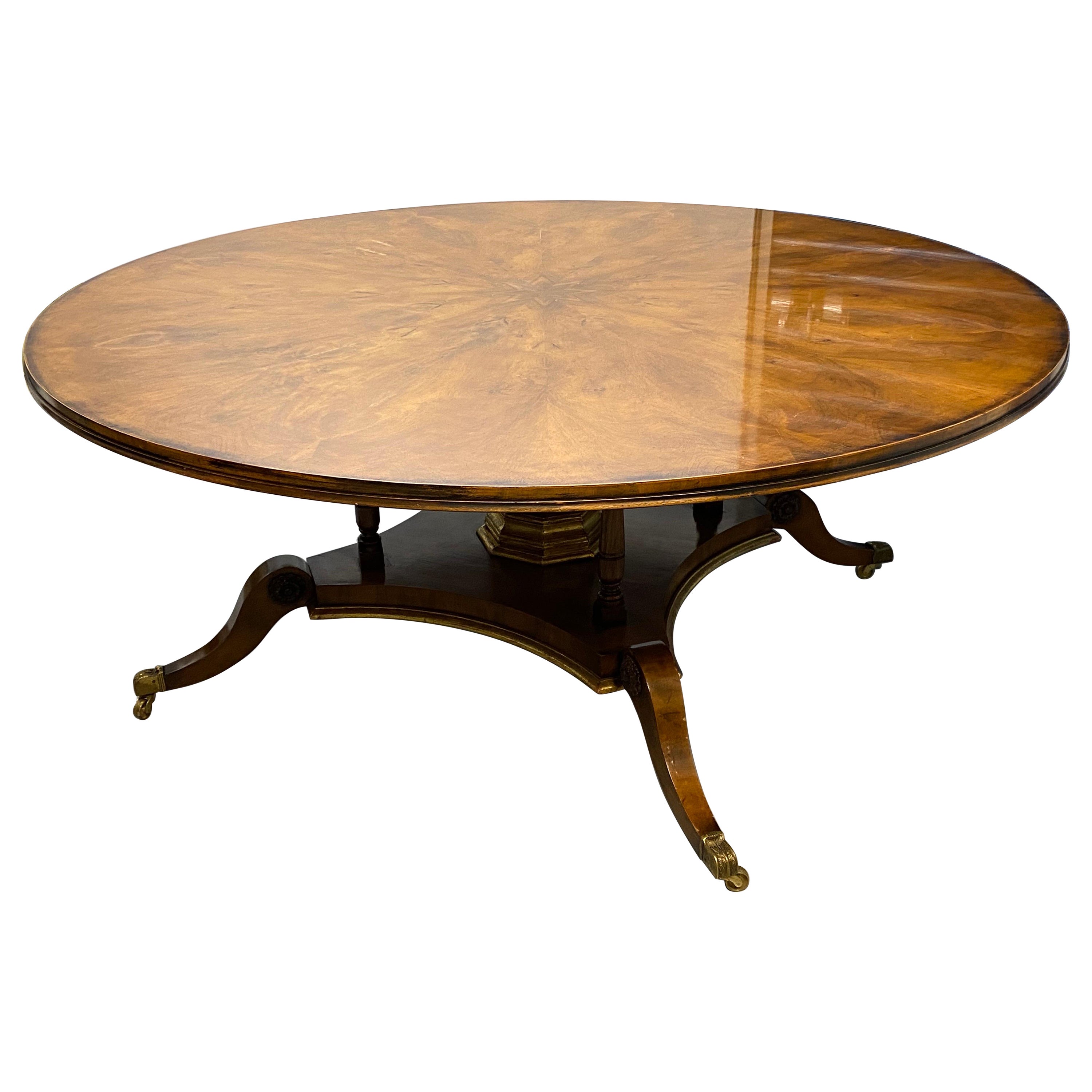 Georgian Style Large Round Starburst Matched Pedestal Table For Sale