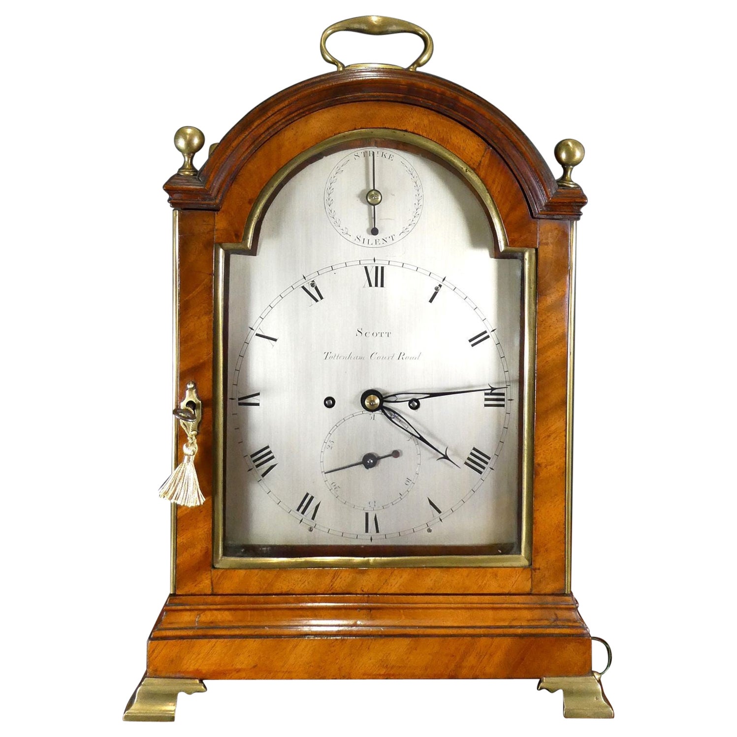 Georgian Mahogany English Bracket Clock by Scott, Tottenham Court Road, London For Sale