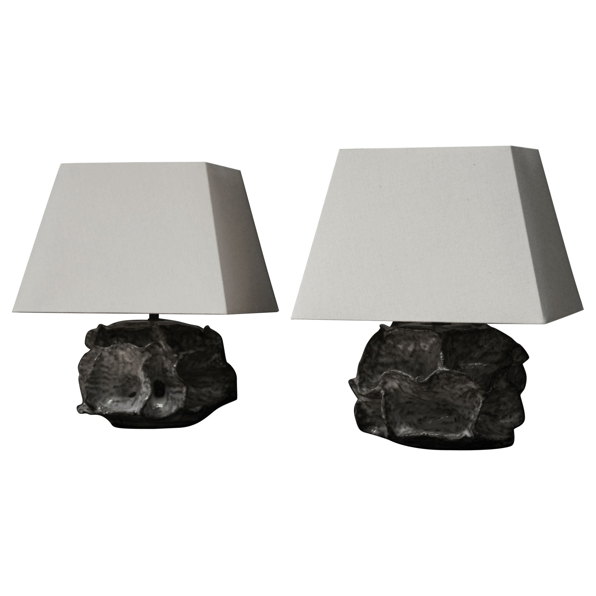 Porifera Ceramic Table Lamp, Smoke For Sale