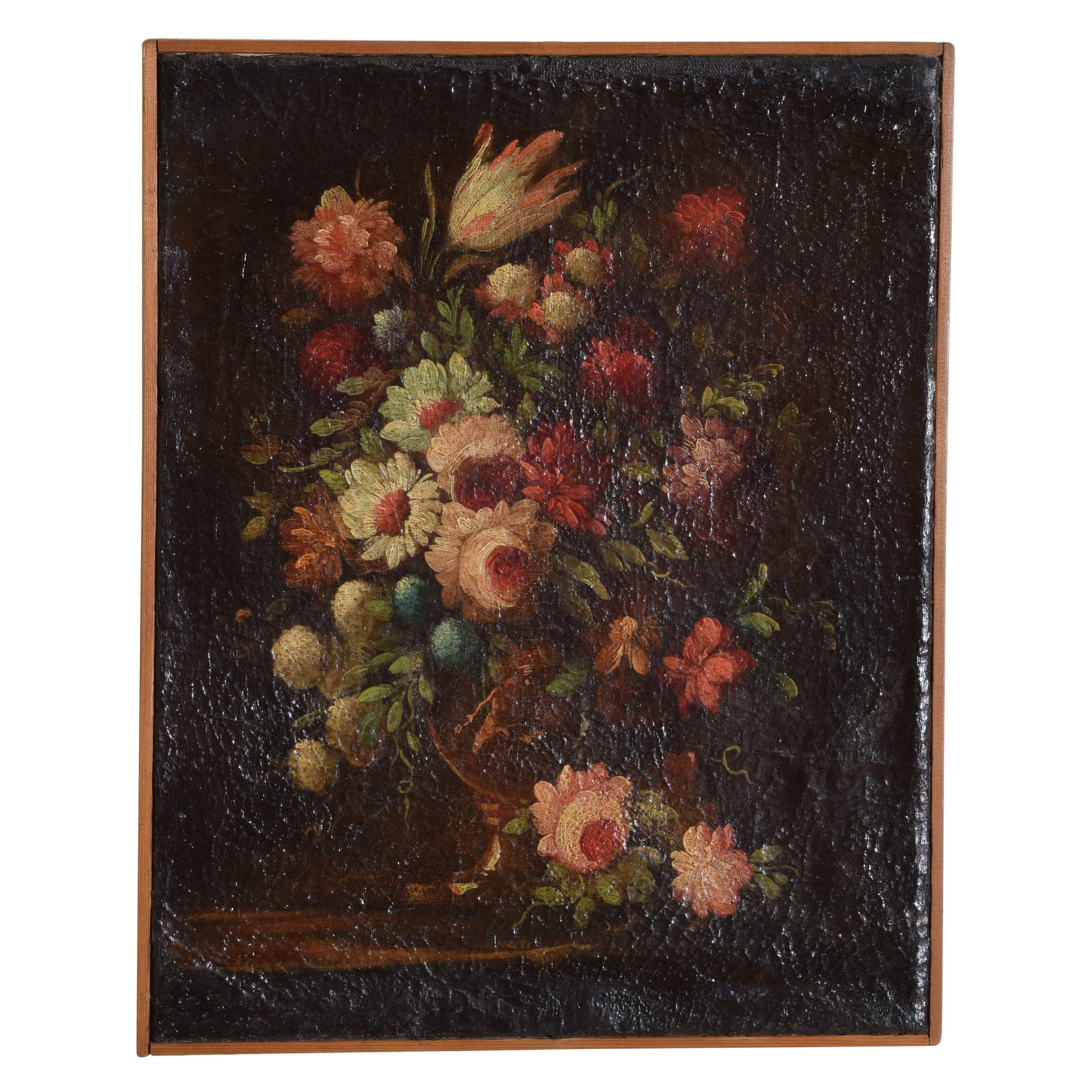 Italie, École génoise, Huile sur toile, Nature morte florale, milieu du XVIIIe siècle