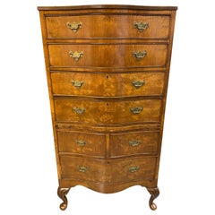 Vintage Georgian Style Serpentine Front Tall Chest of Drawers, 20th Century