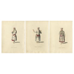 Antique Ethnic Elegance: The Mordvin Attire of 19th-Century Russia Engraved, 1814