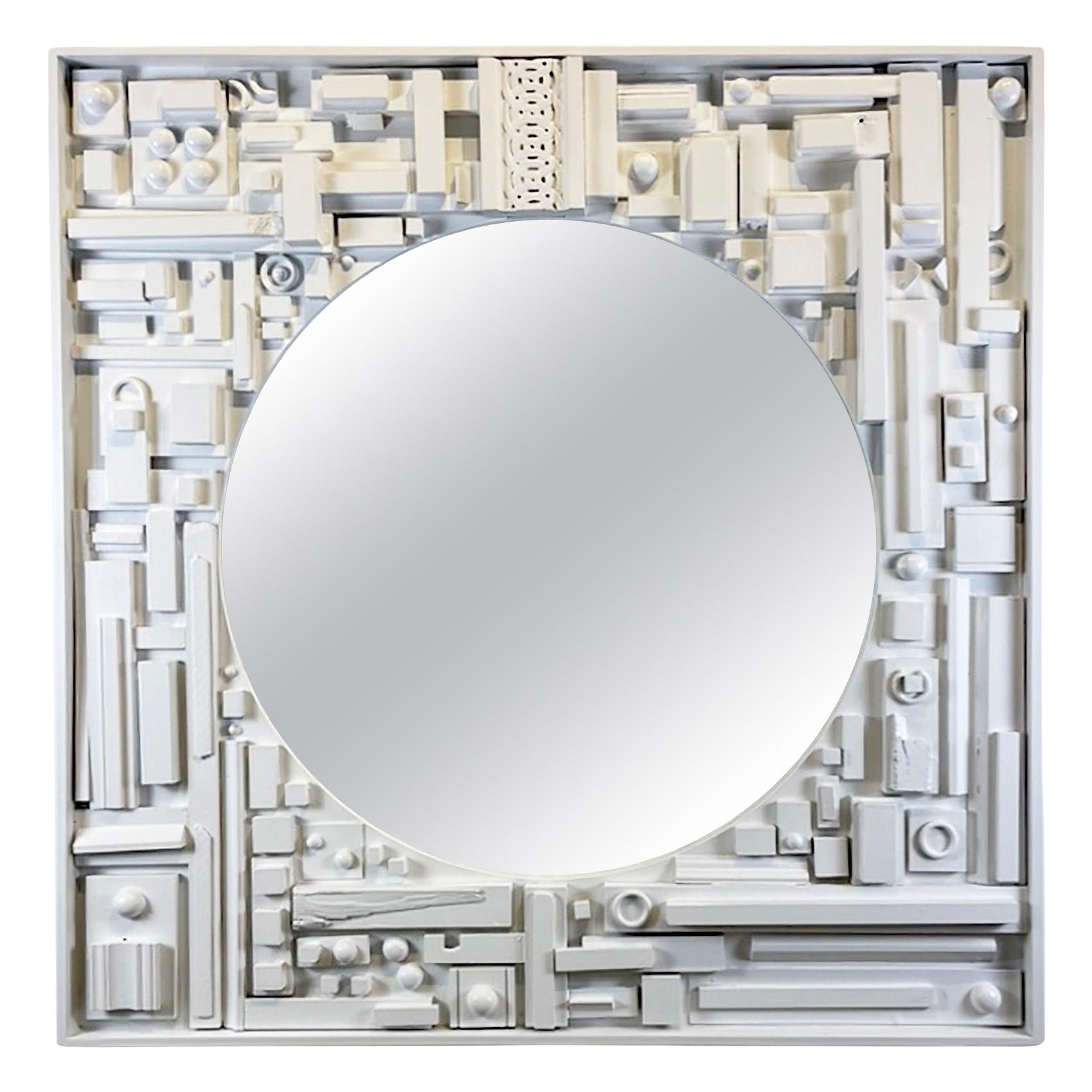 Skyline MIrror by Morgan Clayhall, sculptural, salvage material, custom, instock For Sale
