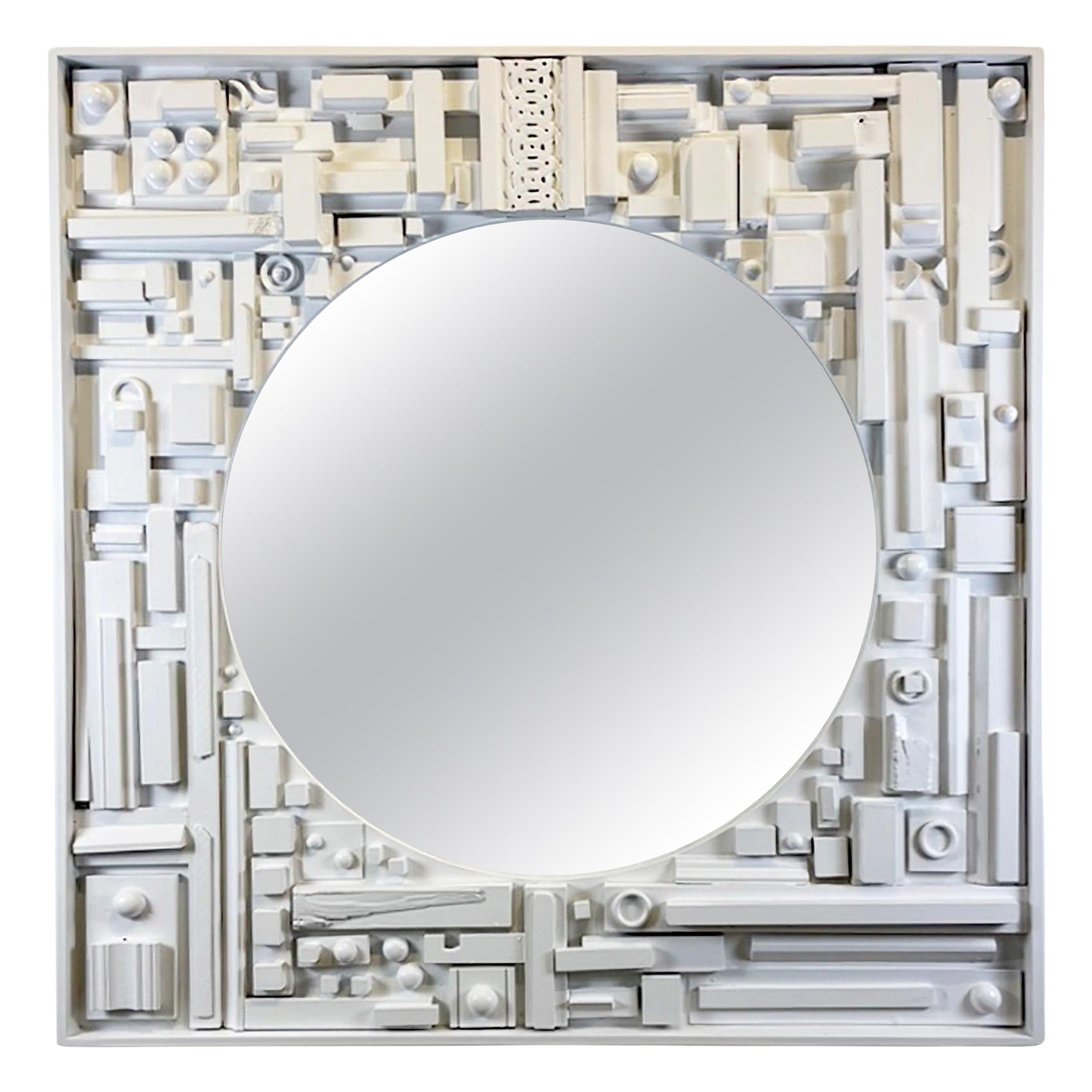 Skyline MIrror by Morgan Clayhall, sculptural, salvage material, custom, instock