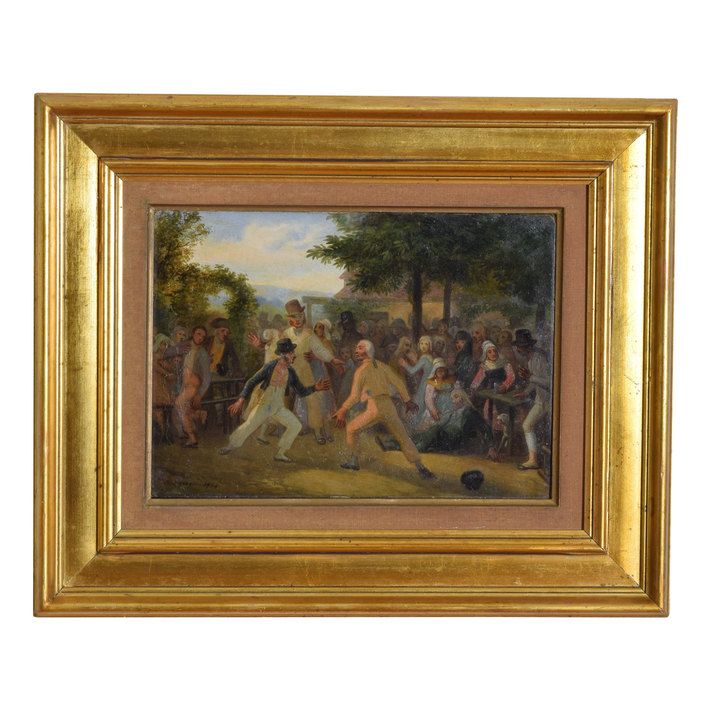 French Oil on Canvas, “The Country Fights”, signed A.Despagne…1854 For Sale