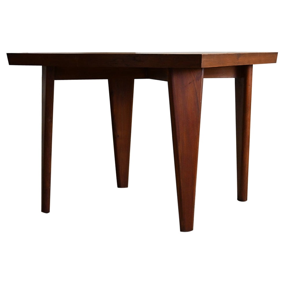 Pierre Jeanneret "Square” Table Solid Teak Chandigarh Project India Le Corbusier For Sale