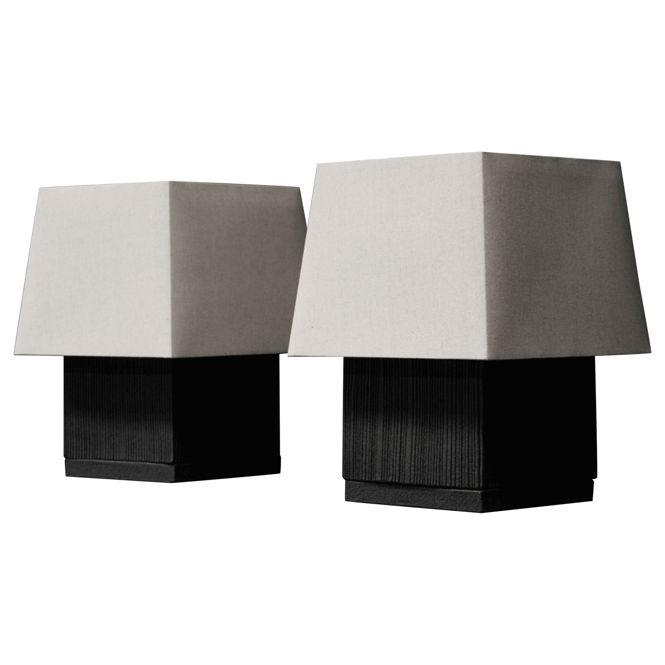 Raw Square Ceramic Table Lamp For Sale