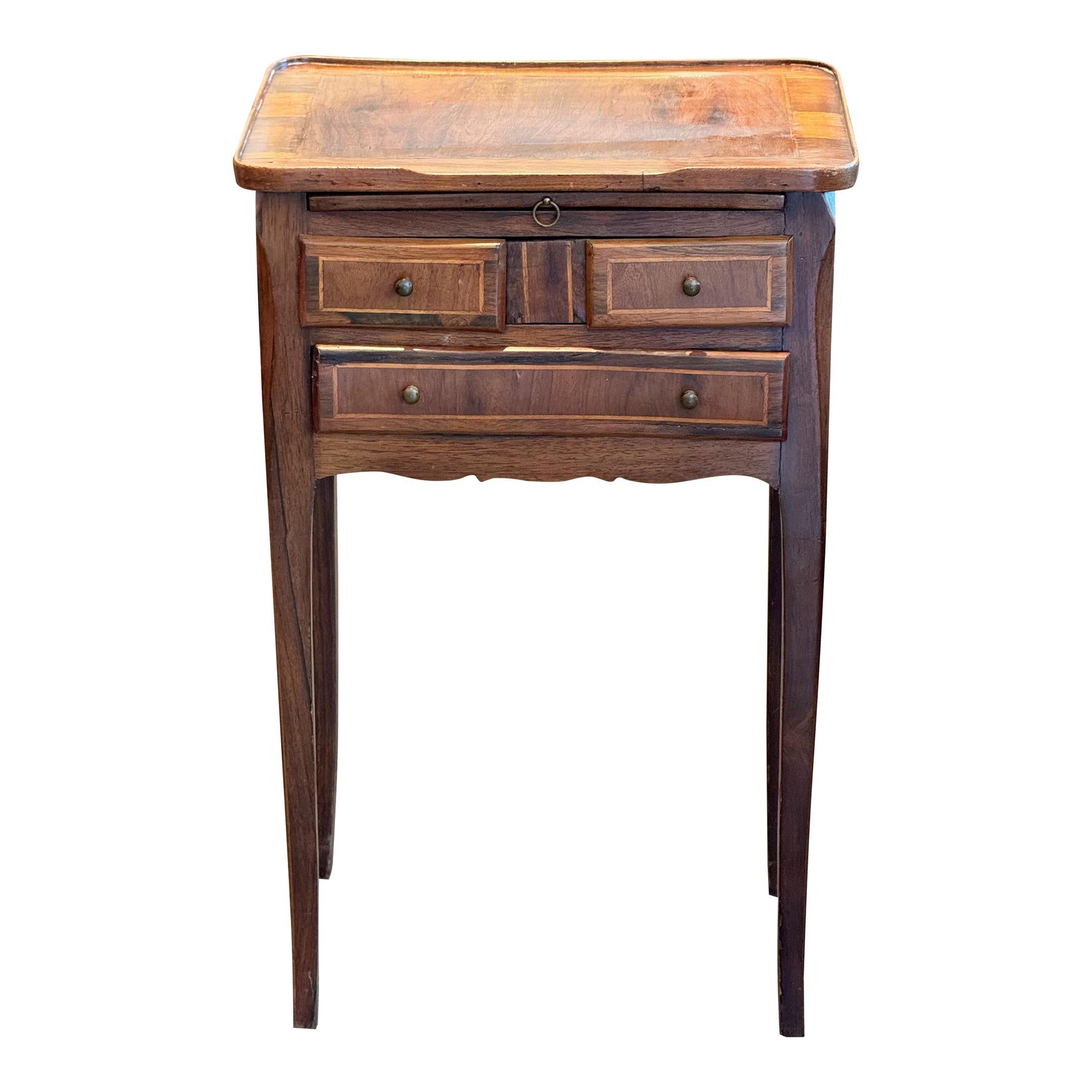19th Century Three Drawer French Side Table For Sale