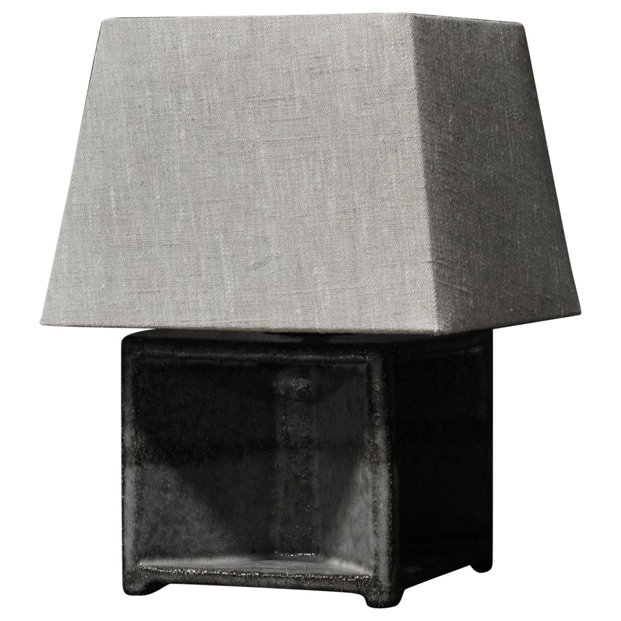 Petite lampe de table carrée en céramique en vente