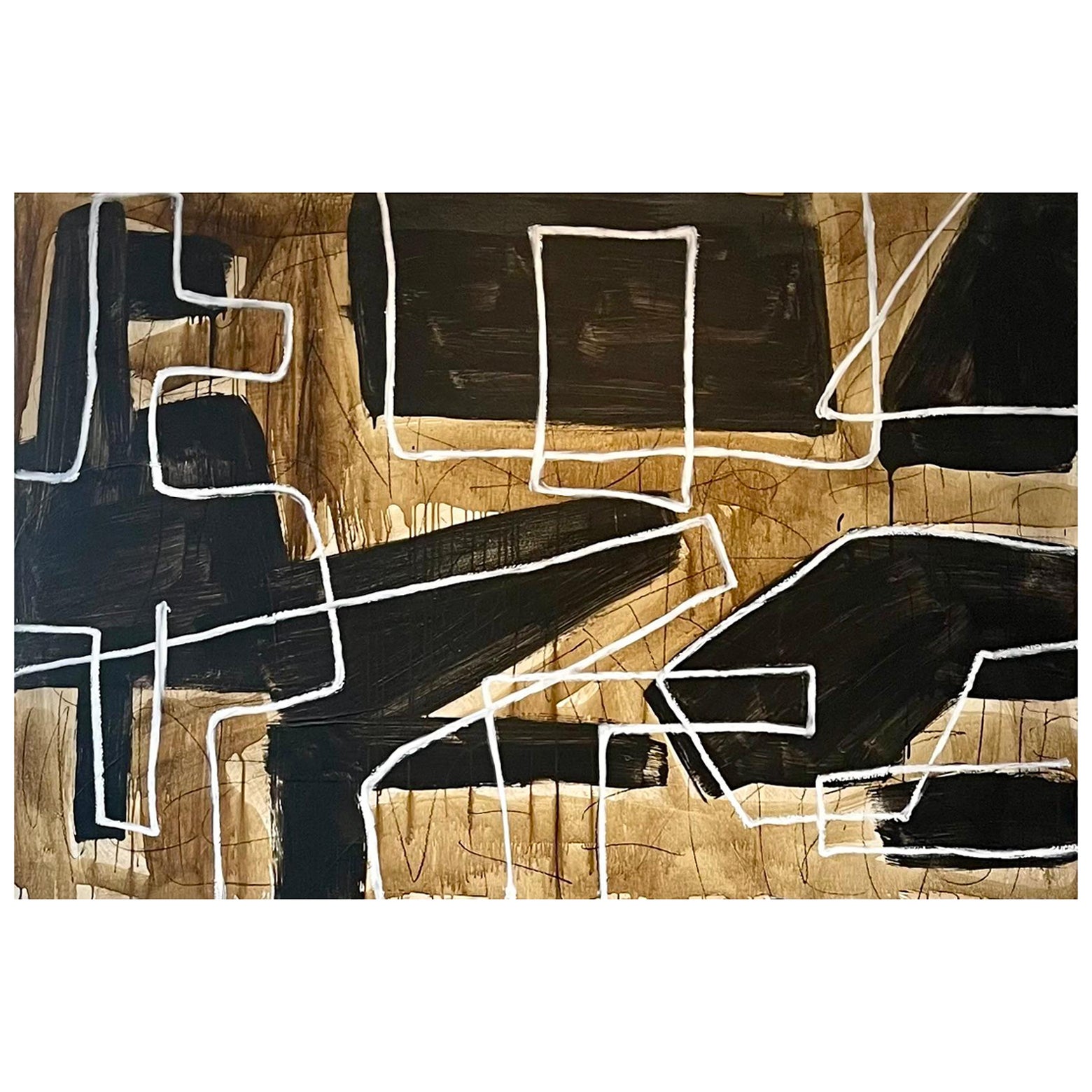 « No Reason » de Murray Duncan, technique mixte sur carton, abstrait, géométrique, moderne