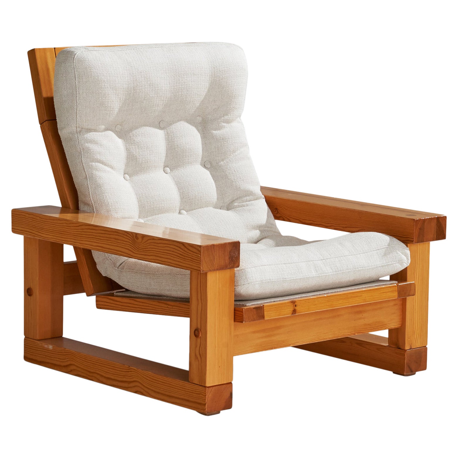 Christer Lundén, Lounge Chair, Pine, Fabric, Sweden, 1974 For Sale