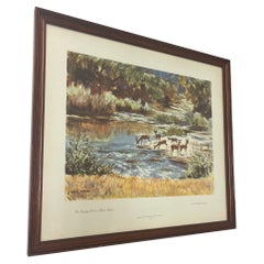 Retro Eric Wale Print Titled “ the Noonday Drink “ Within Wooden Frame.