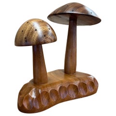 Vintage Mid Century Modern Decorative Carved Wooden Mushroom Sculpture