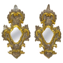 Antique A Pair of Italian Painted and Parcel Gilt Girandoles