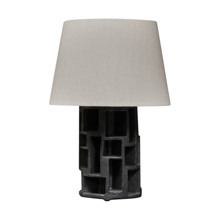Charcoal Sculptural Ceramic Table Lamp For Sale