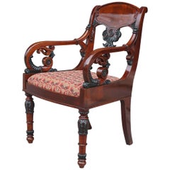 19th Century Neoclassical Russian Carved Mahogany Armchair