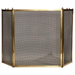 Used Mid 20th Century Brass Trifold Fireplace Screen