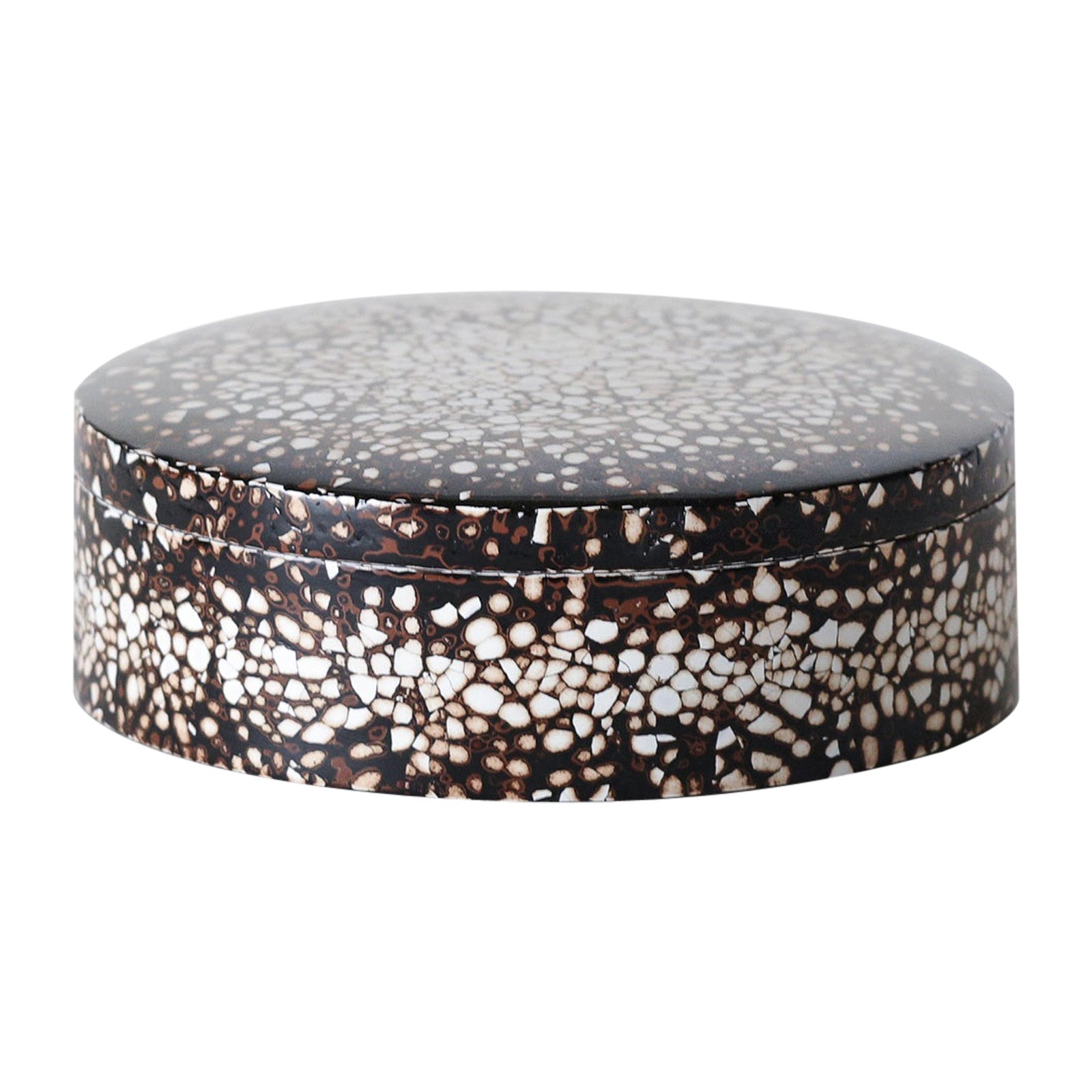 Urushi Lacquer Eggshell Round Brule Box, Large by Alexander Lamont