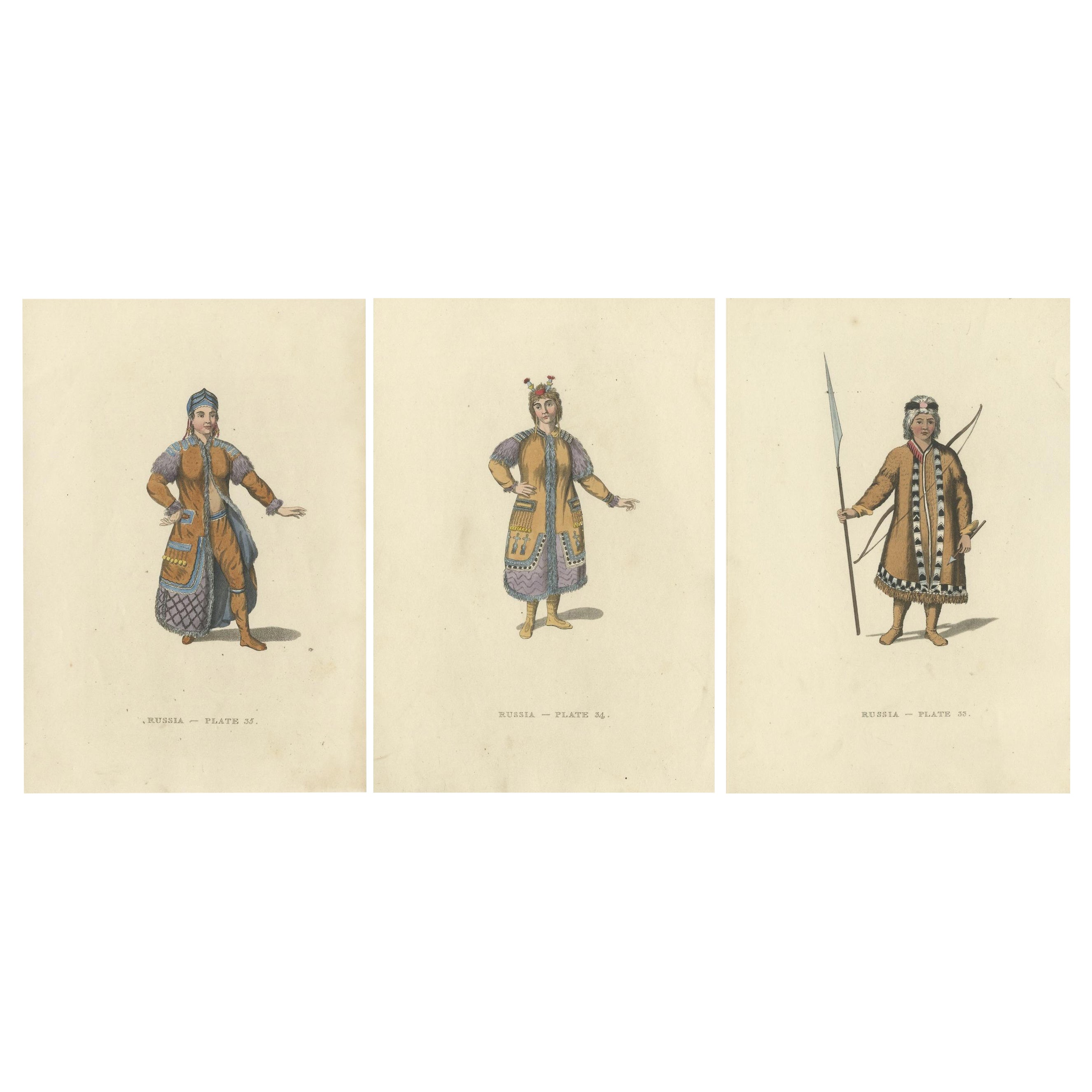 Gravures représentant la robe et les modes des tribus Yakouti en Russie, 1814