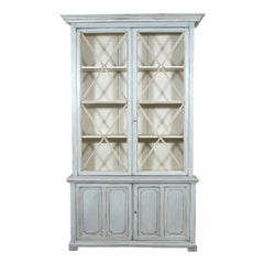 Large 19th Century French Directoire Period Painted Bookcase or Display Cabinet