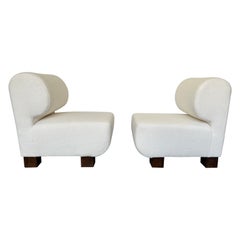 Vintage Pair of Slipper Chairs P, Italy, 1970s