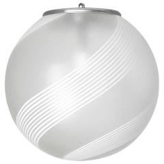 Italian Frosted Murano Glass Globe Pendant