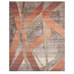 Adrift Hand Tufted Modern Silk & Wool Rug in Rust, Gold & Teal Colours by Hands