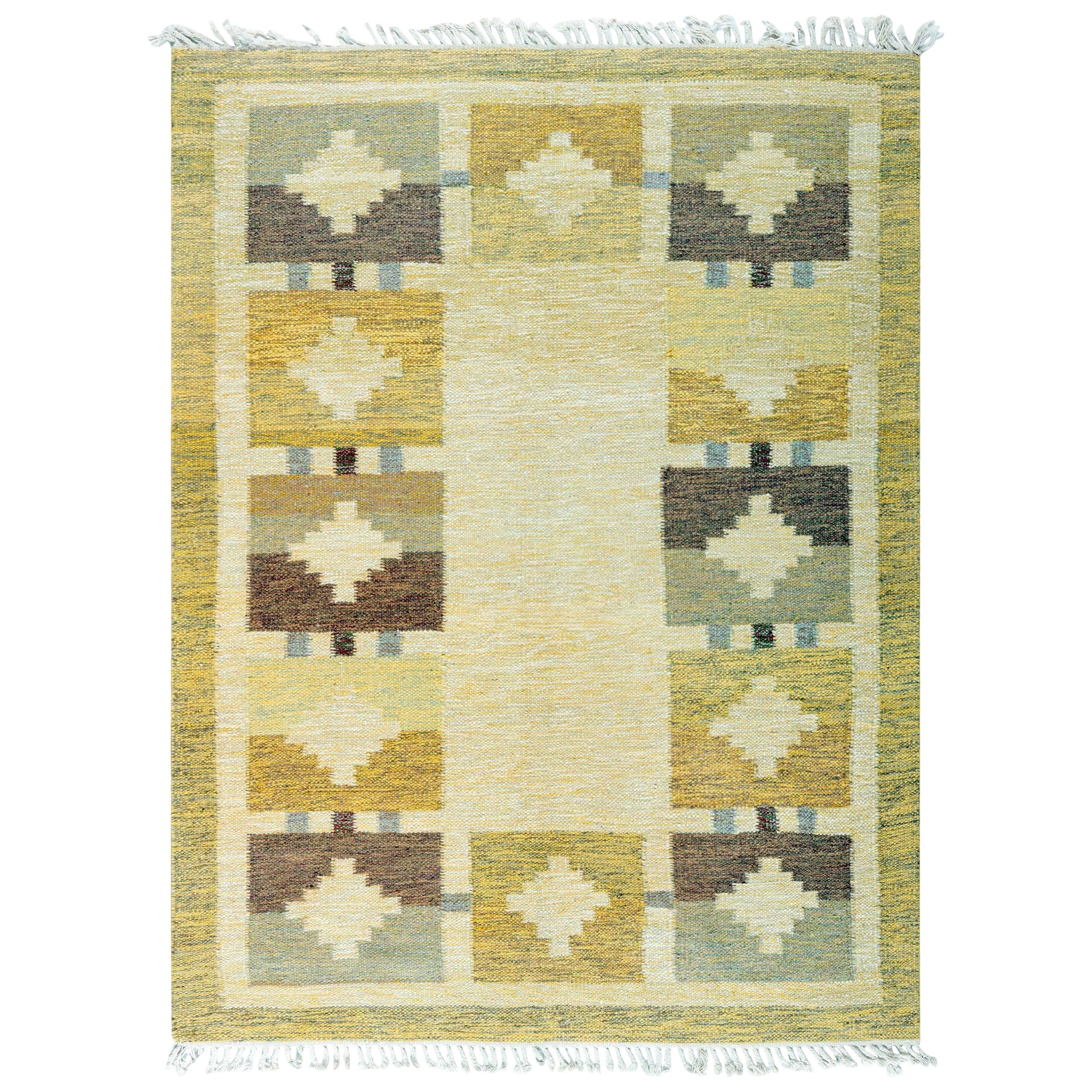 Mid-20th Century Swedish Flat Woven Rug For Sale