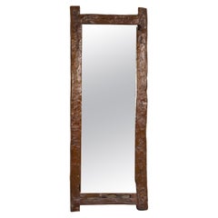 Antique miroir de style campagnard en bois flotté de toute longueur, caractère rustique