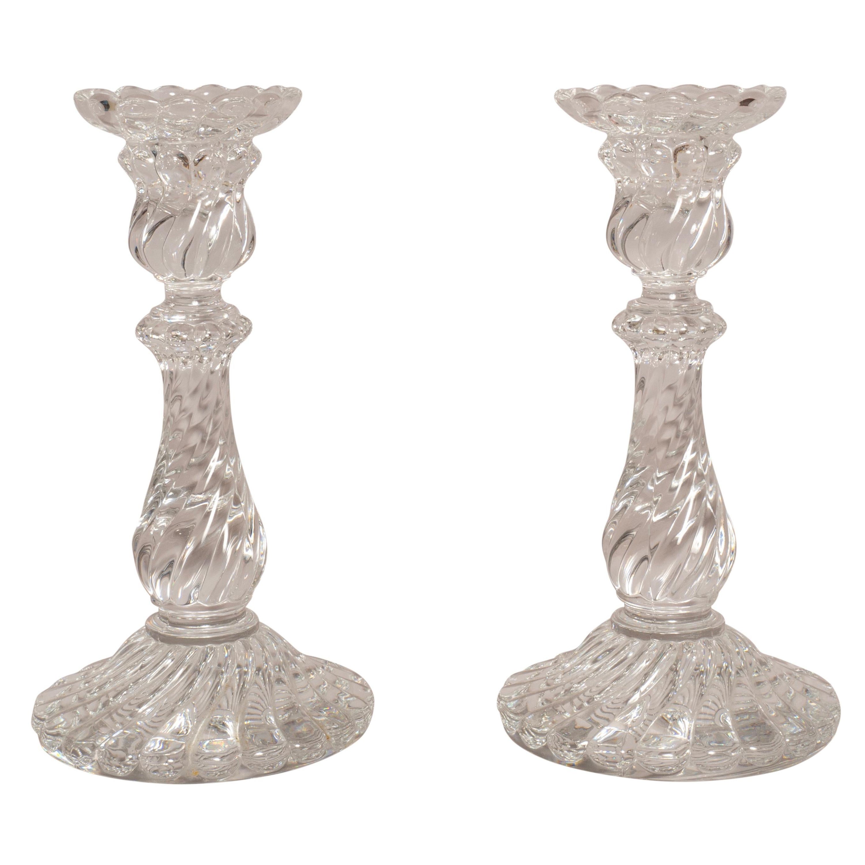 Pair Of Baccarat Crystal Candlesticks For Sale