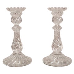 Retro Pair Of Baccarat Crystal Candlesticks