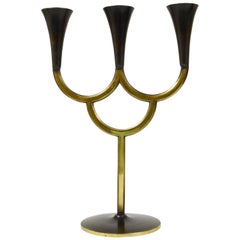 Retro Richard Rohac Brass Candelabra Mid-Century Candle Holder, Vienna, Austria, 1950s