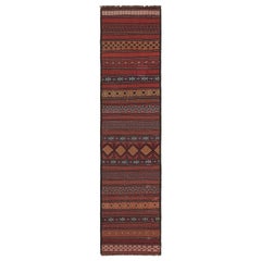 Antique Kilim Runner Rug in Brick Red with Geometric Patterns, from Rug & Kilim