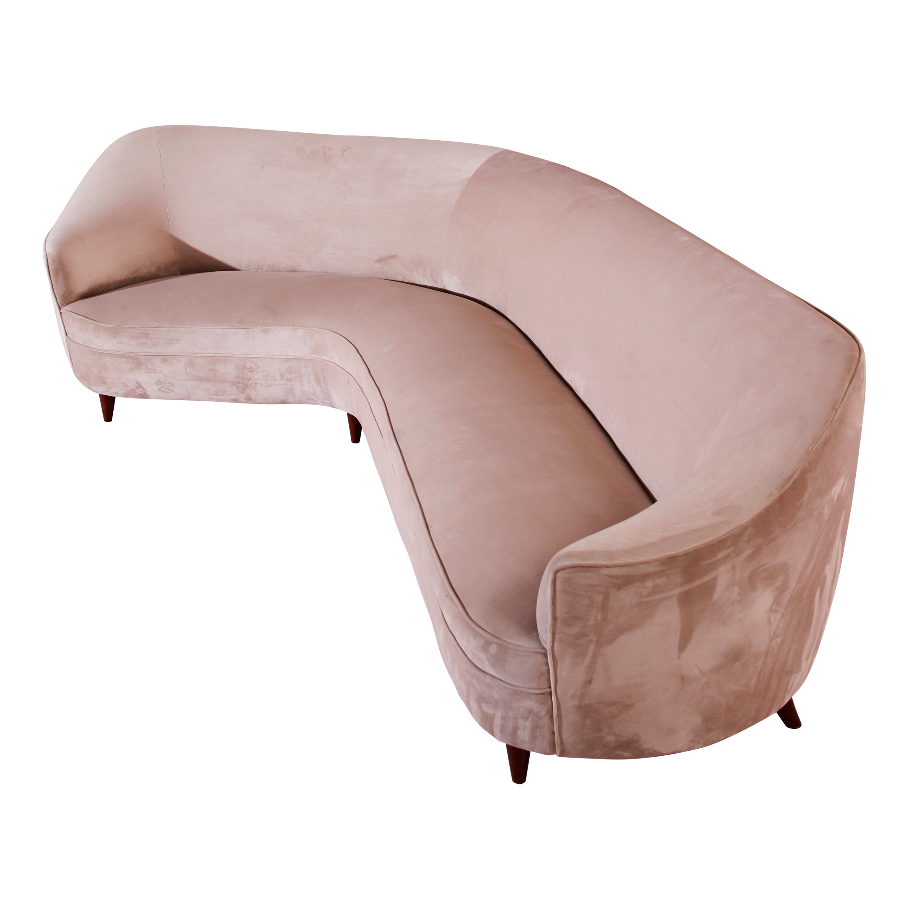Gio Ponti curved sofa by Casa e Giardino, Italy, 1940s For Sale