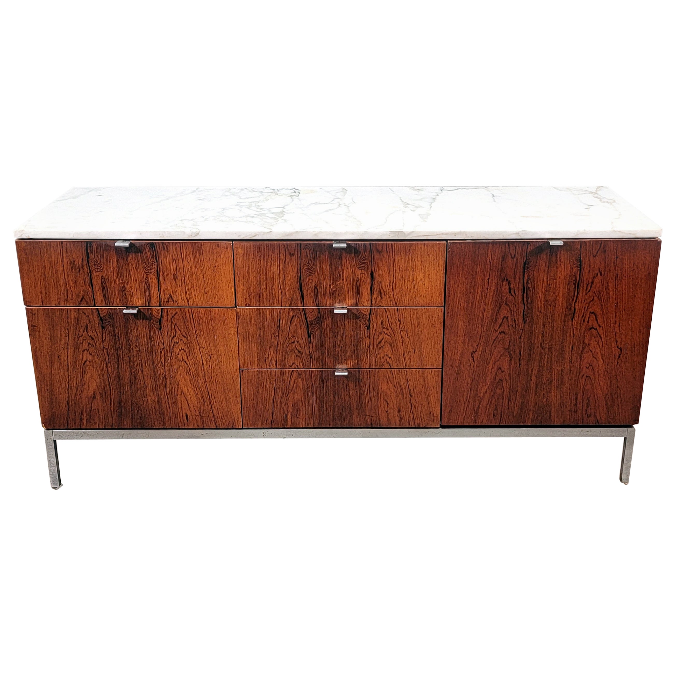 Vintage Calacatta Marble and Rosewood Florence Knoll Credenza For Sale