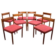 Vintage Set of Eight Poul Volther for Frem Rojle Danish Teak Dining Chairs Circa 1960s