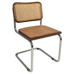 Retro Italian mid-century modern Chair in straw, wood and steel, 1960s