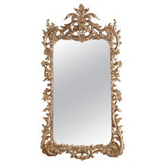 Antique Early 1900’s Florentine rococo Style Silver Giltwood mirror