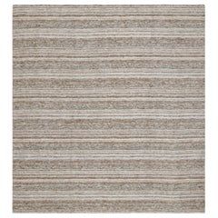 Rug & Kilim’s Textural Rug with Beige-Brown and Gray Stripes “Light on Loom”