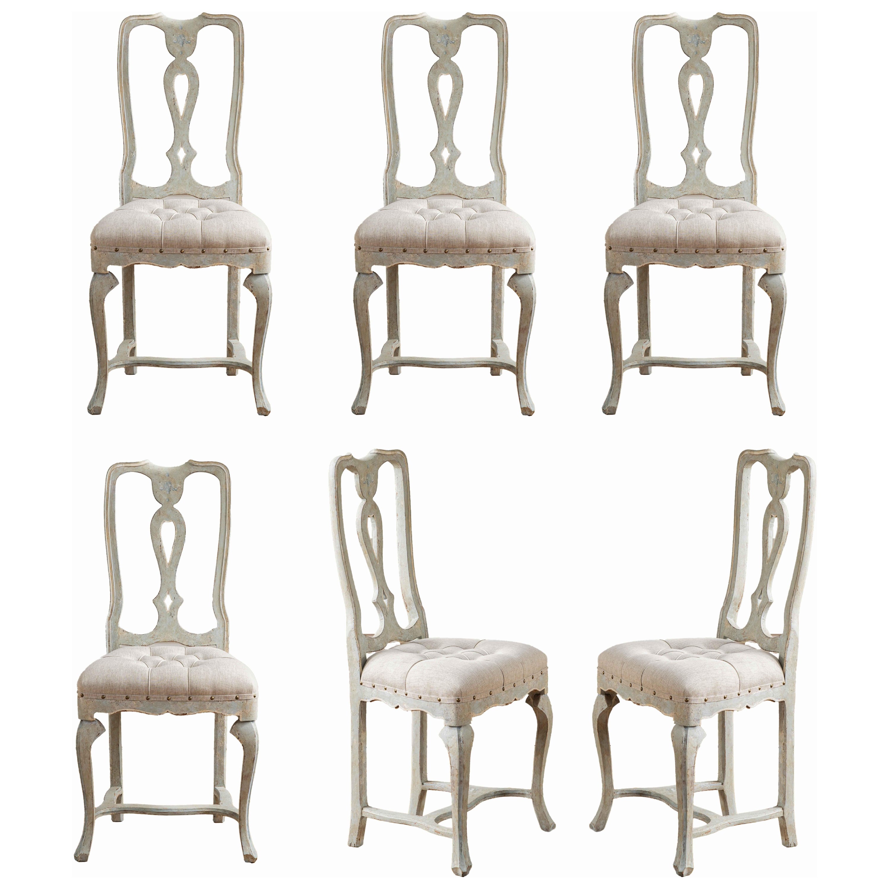 Set Of 6 Venetian Style Dining Chairs For Sale