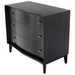 Mid Century Modern Ebonized Bachelor Chest of Drawers Concave Front