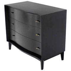 Mid Century Modern Ebonized Bachelor Chest of Drawers Concave Front 3