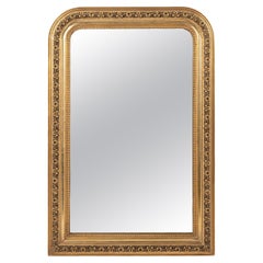 Antique 19th-century French black and gold leaf gilt  Louis Philippe mirror 