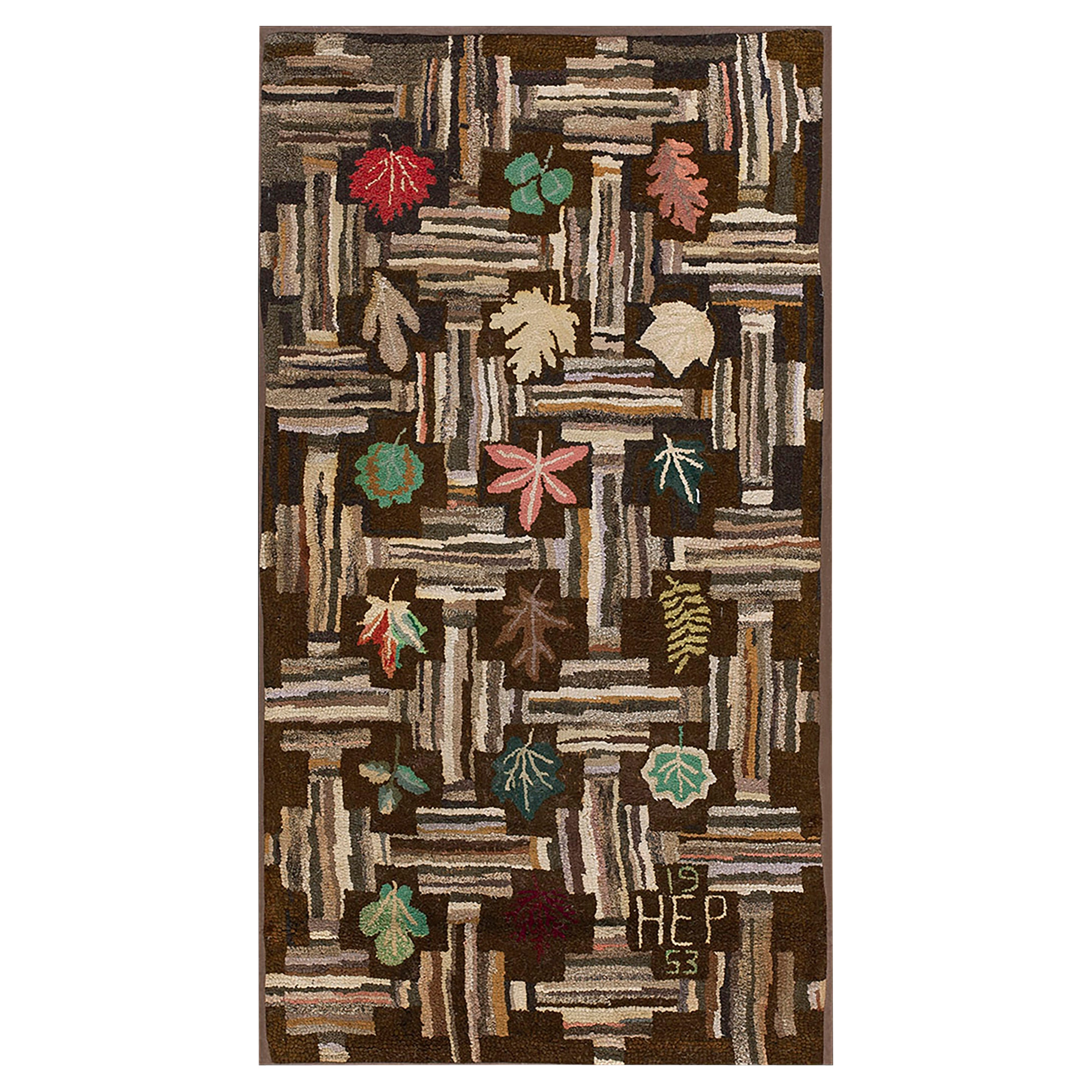 Mid 20th Century American Hooked Rug 3'x 5' 7"