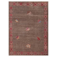 Charming Retro Persian Khorassan Brown Area Rug 8'5" x 11'1"