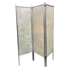 Used Modernist Brushed Aluminum & Spun Fiberglass Folding Screen