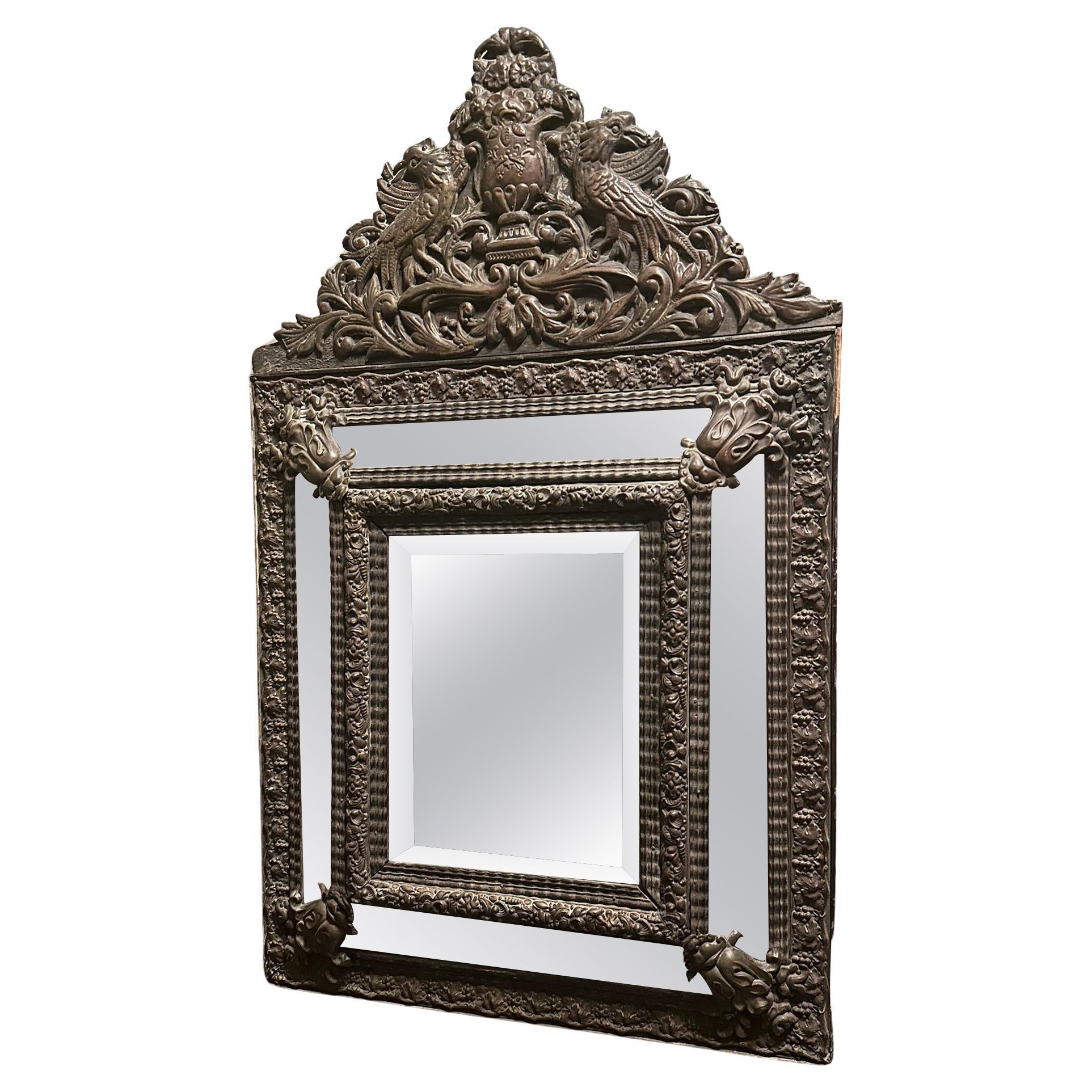 Französischer Spiegel mit Kupferrahmen aus dem 19.