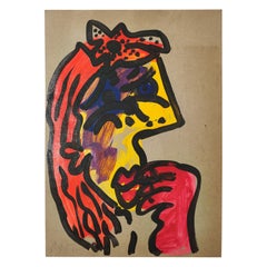 Pittura di Peter Keil, Acrilico su tavola, Germania, Rosso, Giallo, Arancione, Senza cornice