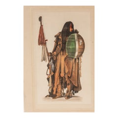 Vintage Signed L.R Laffitte Watercolor Painting of a Cree Native American 